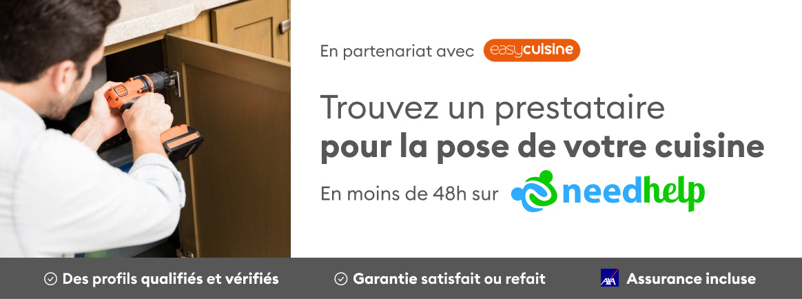 Trouvez un prestataire pour la pose de votre cuisine avec NeedHelp et Easy Cuisine